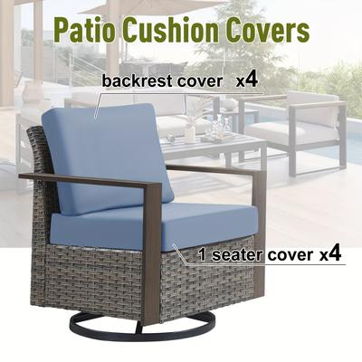 TEMU 2pcs Fiber Fabric Elastic Outdoor Patio Wicker Chair Cushion Covers, 1 Backrest Cover And 1 Seat Pad Cover For Outdoor Sofa Replacement, Easy To Clean Image