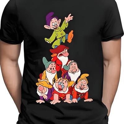 TEMU & Dwarfs 100% Cotton Crew Neck T-shirt Classic Design, , Unisex Sizes S-xxxl, Black Casual Tee For Men And Women, Casual Wear | Themed Shirt | Glossy Finish, Shirts Image