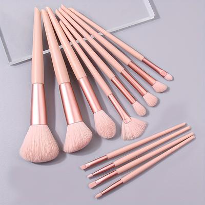 TEMU 12-piece Makeup Brush Set, Soft Nylon Bristles, Palm Brushes, Unfragranced, Types, Abs Plastic Handles, Essential Beauty Tools For Image
