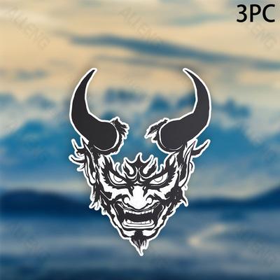TEMU 3pcs Alleng Devil Mask Stickers, Waterproof Pvc Vinyl Decals For Car Body, Window, Bumper, Automotive Emblem Image