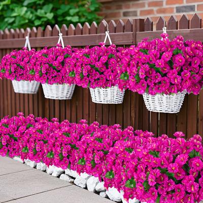 TEMU 8 Bunches Vibrant Artificial Morning - Uv & Sun Protection, Realistic Plants For Outdoor Decor, Ideal For Front Doors, , Patios, And Seasonal Celebrations, Artificial Outdoor Flowers Image