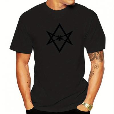 TEMU T-shirt - Black With White Print, Regular Fit Short Sleeve Casual Tee For , Machine Washable Spiritual Symbolism Apparel, Clothing, Mystical Print Shirt, Comfortable Clothing Image