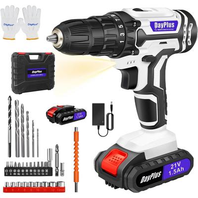 "TEMU Cordless Drill Electric Drill Set With Battery & Charger 3/8" Keyless 2 Variable Torque 25+1 Position 29pcs Drill/driver Bits & Led Electric Drill Set" Image