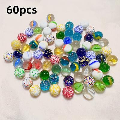 TEMU 60/120 Assorted Colorful Glass Marbles - Vibrant Multicolor Beads For Aquarium Decor, Crafts, And Diy Projects, Diy Craft Supplies | Vibrant Bead Design | Smooth Texture, Diy Handmade Materials Image