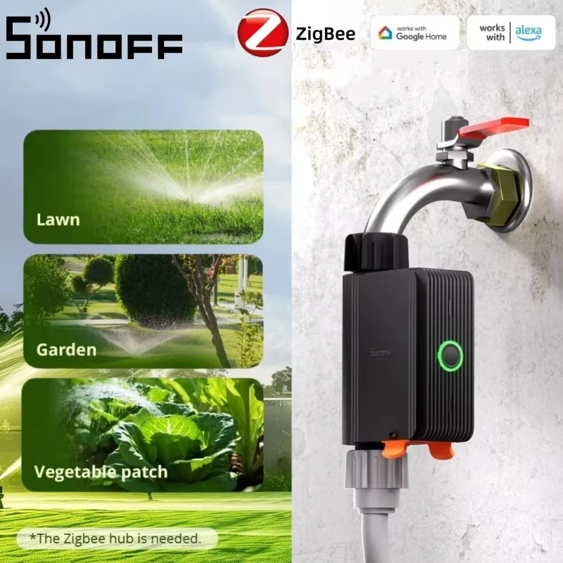 SONOFF SWV Zigbee 3.0 Smart Wasserventil IP55 Automatische Bewässerung Durchflussmesser Einstellung Timing Funktioniert mit eWeLink Alexa Google Home Image
