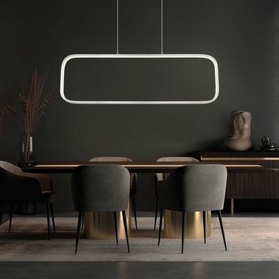 Globo - Pendellampe modern Schlafzimmerleuchte silber Hängeleuchte opal, led Rahmen Rechteck, Image