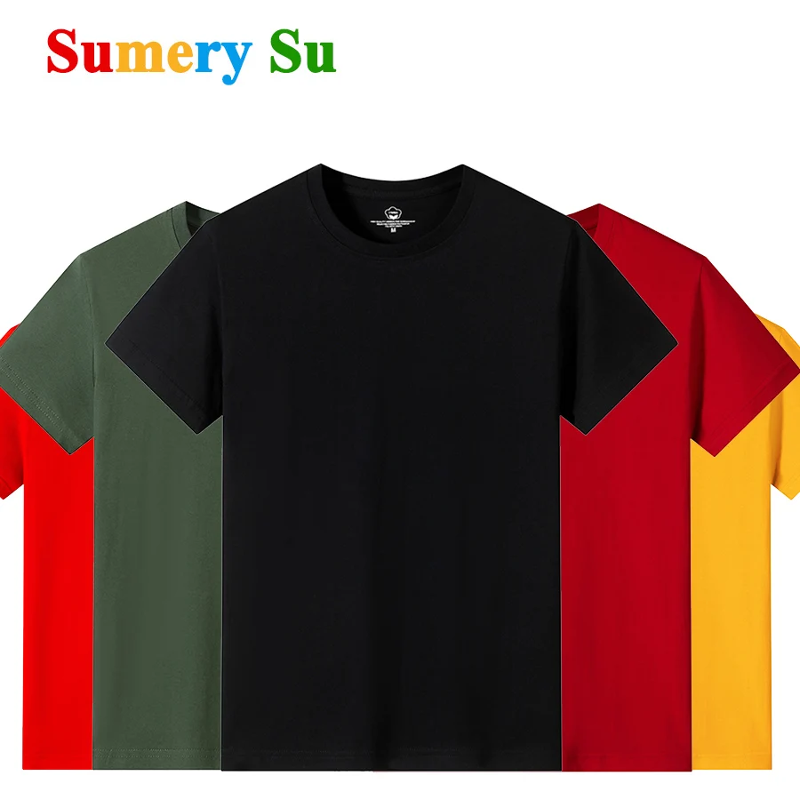 Baumwolle T Shirts Männer Kurze Mode 2025 Oansatz Dünnes T-Shirt Männlichen Casual Einfarbig T-shirt 18 Farben Plus Größe M-6XL Großhandel