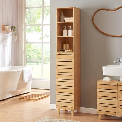 Hochschrank Epind 180x33x30 cm Bambus [en.casa] Image