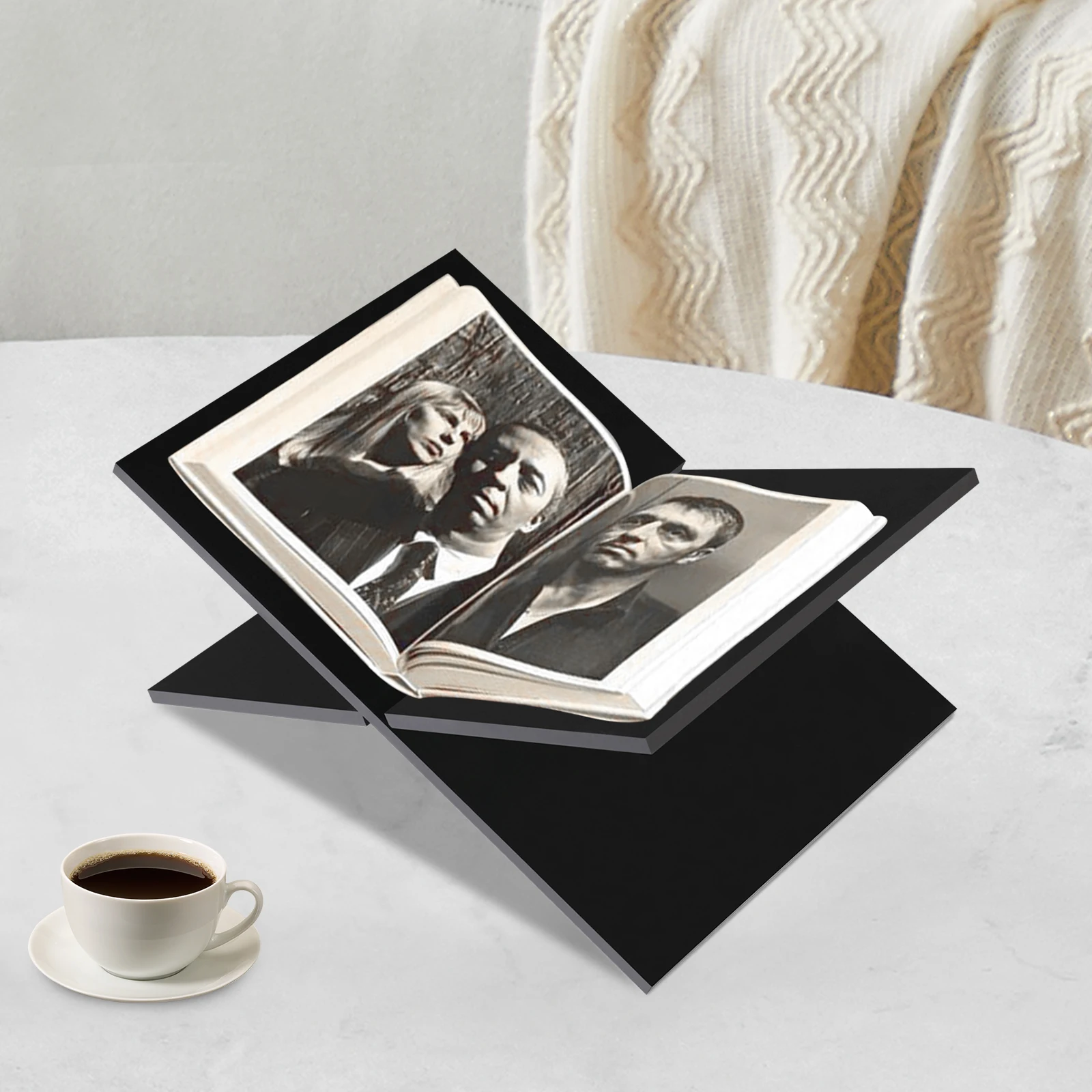 Bymaocar Cross Frame Acryl Buchhalter Desktop Acryl Leseständer Platzsparend Schwarz Image