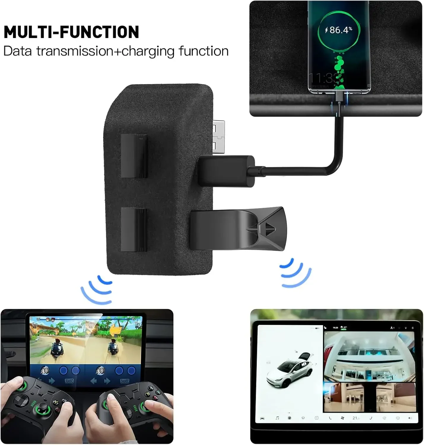 Für Tesla Model 3 Y Highland Juniper 2021–2025, Handschuhfach-Dockingstation, Hochgeschwindigkeits-4-USB-Shunt-Hub, Beflockungsadapter angetrieben Image
