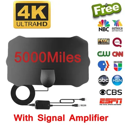 2025 New 5000 Mile Range TV Signal Digital Antenna Cable HD 1080P 4K Antenna Digital Indoor HDTV With Amplifier Signal Booster