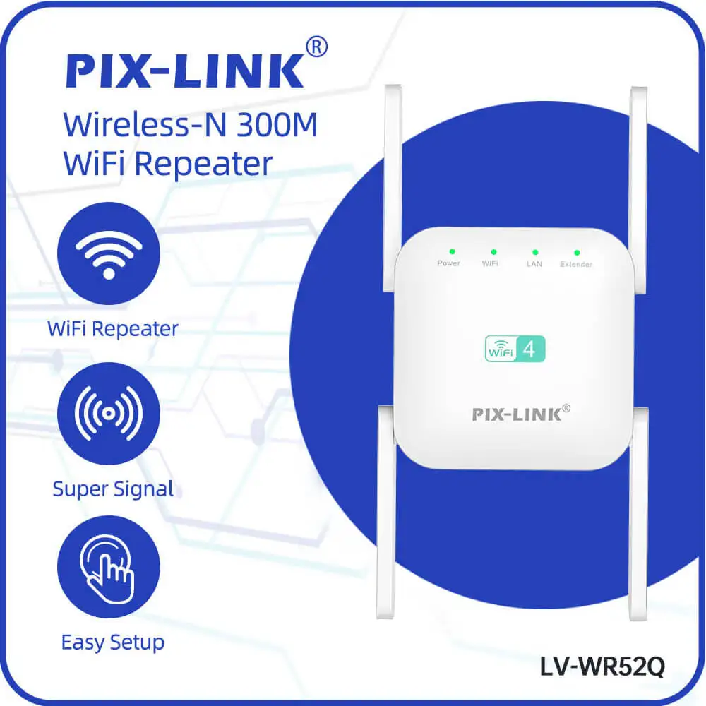 PIX-LINK WR52Q Wireless Repeater WIFI Extender 300M Router Lange WiFi Range Verstärker Für Home Office Netzwerk Signal Booster Image