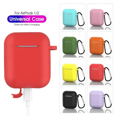 Stoß feste Kopfhörer abdeckung für Apple Airpods 1/2 kabellose Kopfhörer abdeckung für Air Pods 2 1 Case Box Taschen Silikon Funda mit Haken Image
