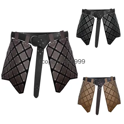 Erwachsene mittelalterliche römische Legion Gladiator Kampfgürtel Rock schwarz Pu-Leder Steampunk Image