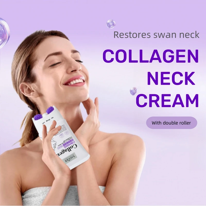 110 ml Kollagen-Halscreme, rollendes Ball-Design, V-förmige Massage-Nackenpflege, Schönheits-Halscreme mit hydrolysiertem Kollagen, Retinol, Heben und Straffen, geeignet für alle Hauttypen, Muttertag, Image