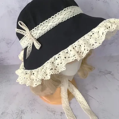 Vintage viktorianische Spitze Motorhaube Hut Gothic Lolita Frauen Mädchen Maid Cosplay Hut Image