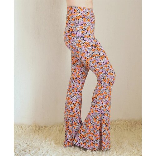 Retro Vintage Boho 1970er Schlaghosen Schlag-Leggings Hippie Disco Hohe Taille Stammes Kostüm Damen Halloween Karneval Urlaub Musikfestival Festival Erwachsene Hose Image