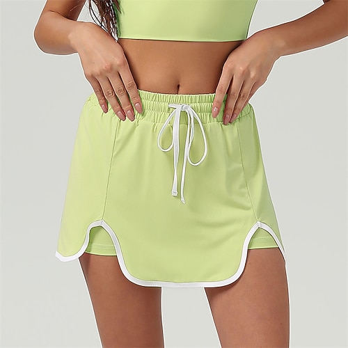 Damen Lässiger Rock Tennisröcke Tennisröcke mit Shorts Kordelzug Asymmetrisch Kontrastbindung Hohe Elastizität Tennis Golfspiel Pickleball Weiß Dunkelmarine Grün Tennisbekleidung Image