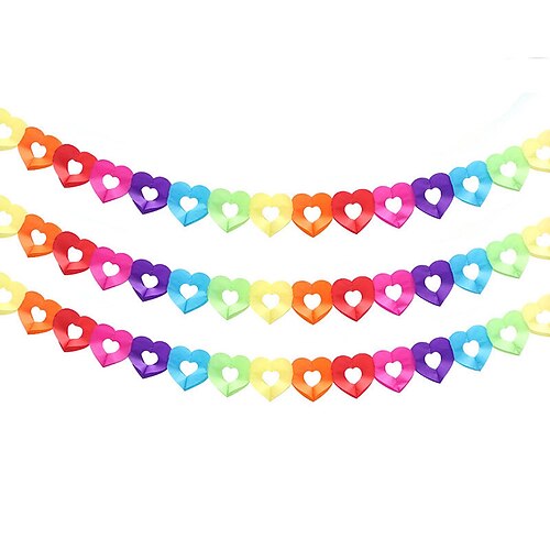 Pride Regenbogen Papiergirlande 9m/3Stk, Festival Party Wimpelbanner, buntes Hängedekor für den Pride Month, LGBT Partyzubehör, Love is Love Feier Dekoration Image