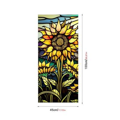 Retro-Fensteraufkleber mit Blumen und Vögeln, elektrostatischer PVC-Glasaufkleber, nicht klebend, entfernbar, zufälliges Farbmuster Image