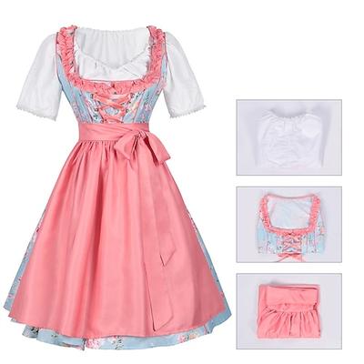 Karneval Oktoberfestbier Kostüm Kleid Dirndl Dienstmädchen Bayerisch Wiesn Damen Party Bier Festival Stoff im traditionellen Stil Image
