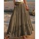 Per donna Taglia standard asiatici Svasato Gonne di lino Casual Estate Midi Vita Alta Gonne Tinta unita Arricciato Pieghettato Tasca Elasticizzato Vacanza Quotidiano Vinaccia Anguria Rossa Verde