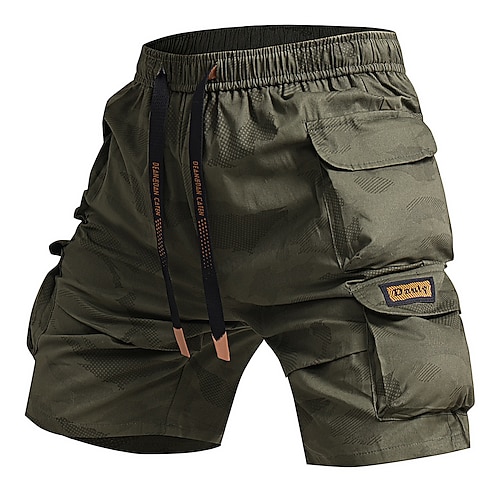 Herren Cargo-Shorts Camping-Shorts Shorts mit Camouflage-Muster Wander-Shorts Elastischer Bund Gerader Schnitt 6 Taschen Einfach Tarnung tragbar Feuchtigkeitsableitend Knielang Outdoor Lässig Täglich Image