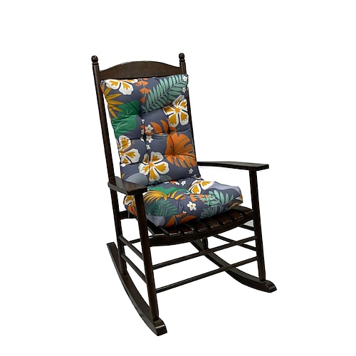 Schaukelstuhlkissen-Set für drinnen und draußen, getuftetes, wasserabweisendes Stuhlkissen, Schaukelstuhlpolster inklusive Sitzpolster Rückenkissen mit Bändern, Stuhlkissen mit hoher Rückenlehne für Image