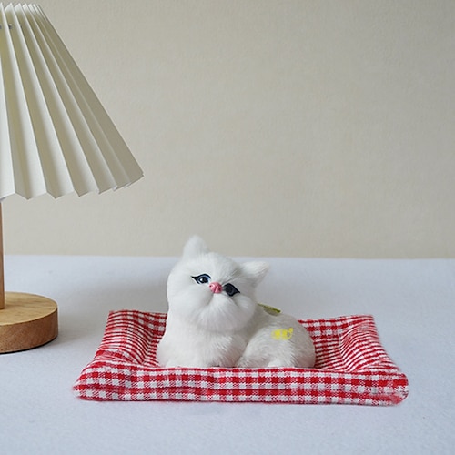 Simulation süße Katze macht Geräusche Puppe niedliche schlafende Plüschkatzen auf Matte gestopfte Dekorationen tolles Geschenk Weihnachtsgeschenk Image