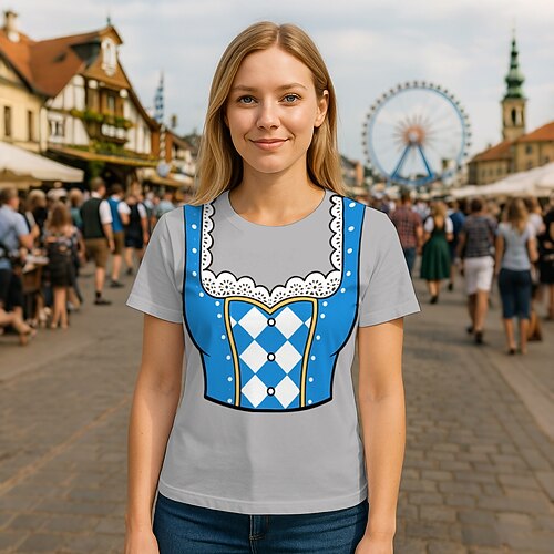 T-Shirt Bayerisch München Deutsch Bayerisch Streetstyle T-Shirt Ärmel Grafik für Damen Erwachsene 3D-Druck für Oktoberfestbier Alltagstauglich Image