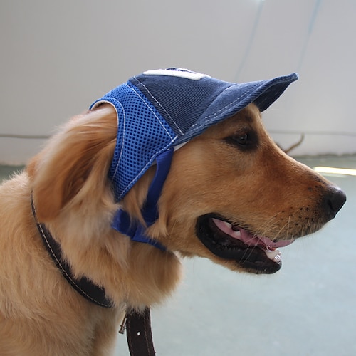Hunde-Baseballkappe, Hunde-/Katzen-Sommer-/Strand-Schirmmütze mit Ohrlöchern, verstellbare Welpen-Sonnenhaube, Kopfbedeckung Image