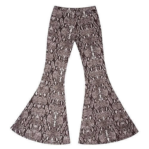 Retro Vintage Boho 1970er Schlaghosen Schlag-Leggings Disco Hohe Taille Tiermotiv Leopard Tiger Kostüm Damen Halloween Karneval Urlaub Musikfestival Festival Erwachsene Hose Image