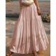 Per donna Taglia standard asiatici Svasato Gonne di lino Casual Estate Midi Vita Alta Gonne Tinta unita Arricciato Pieghettato Tasca Elasticizzato Vacanza Quotidiano Vinaccia Anguria Rossa Verde