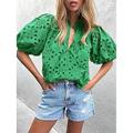 Per donna Blusa Tinta unica Elegante Casual Mezza Manica Scollo a V Top Regolari Quotidiano Pizzo Patchwork Nero Bianco Rosa Verde Estate Primavera