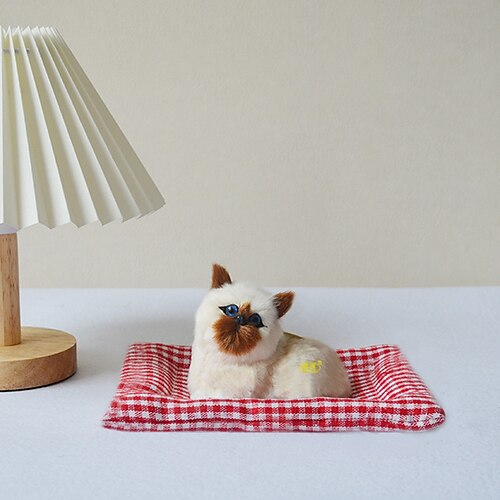 Simulation süße Katze macht Geräusche Puppe niedliche schlafende Plüschkatzen auf Matte gestopfte Dekorationen tolles Geschenk Weihnachtsgeschenk Image