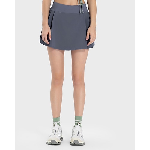 Damen Einfarbig Lässiger Rock Tennisröcke mit Shorts Plissiert Atmungsaktiv Tennis Golfspiel Pickleball Dunkelrosa Schwarz Weiß Tennisbekleidung Image
