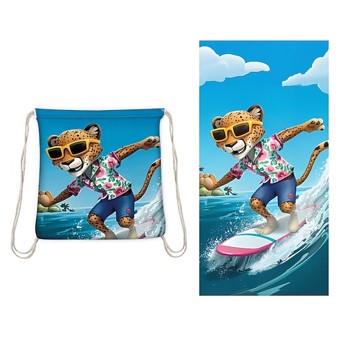 bedrucktes Strandtuch, leichte, schnelltrocknende, sandfreie Stranddecke, ideal für Reisen, Pool und den Einsatz im Freien Image