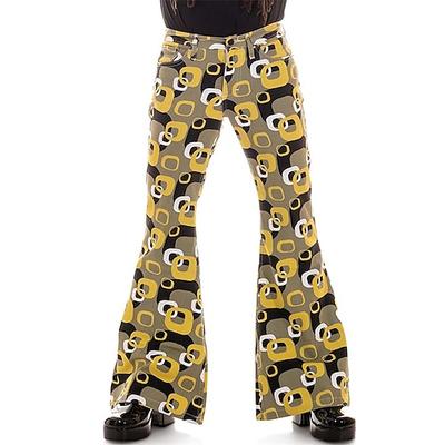 Retro Vintage 1970er Groovy Schlaghosen Disco Mittlere Hüfthöhe Psychedelisch Herren Halloween Karneval Urlaub Musikfestival Festival Erwachsene Hose Image