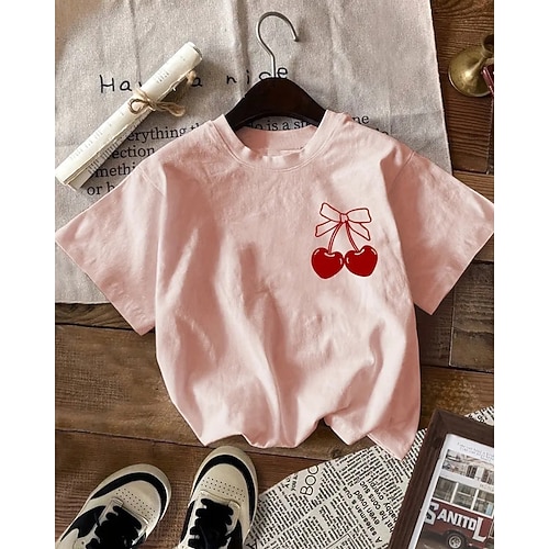 Mädchen 3D Herz T-Shirt Kurzarm Sommer Frühling Mode Basic Kinder 4-12 Jahre Rundhalsausschnitt Outdoor Lässig Täglich Normale Passform Image