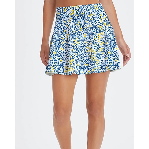 Damen Blumenmuster Lässiger Rock Tennisröcke mit Shorts Über dem Knöchel Feuchtigkeitsableitend Atmungsaktiv Tennis Golfspiel Pickleball Blau Orange Grün Tennisbekleidung Image
