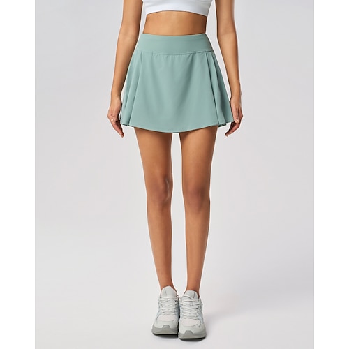 Damen Einfarbig Lässiger Rock Tennisröcke mit Shorts Plissiert Atmungsaktiv Tennis Golfspiel Pickleball Dunkelrosa Schwarz Weiß Tennisbekleidung Image