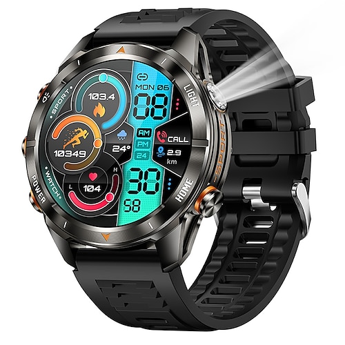 kt80 Smartwatch, 1,46 Zoll AMOLED-Fitnesstracker mit Taschenlampe, Bluetooth-Anrufen, Schlafüberwachung, wasserdicht IP68, über 100 Sportmodi, lange Standby-Zeit, kompatibel mit Android und iOS Image