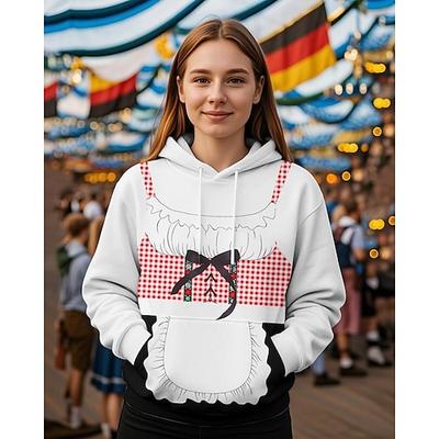 Oktoberfestbier Kapuzensweatshirt Druck Fronttasche Grafik Für Damen Erwachsene Karneval Oktoberfestbier 3D-Druck Urlaub Party Image