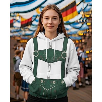 Oktoberfestbier Kapuzensweatshirt Druck Fronttasche Grafik Für Damen Erwachsene Karneval Oktoberfestbier 3D-Druck Urlaub Party Image