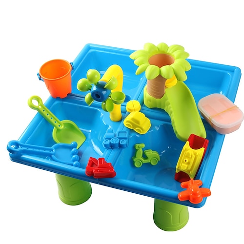 Wassertisch für Kleinkinder von 3–5 bis 1–3 Jahren – Wassertisch für Kinder im Freien – Sand-Sensoriktisch, Strand-/Sommerspielzeug, Sandkasten-Aktivitätstisch, Wasserspielzeug für draußen, Image