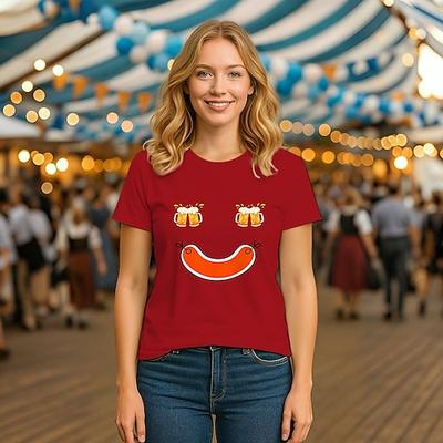 Oktoberfest Bier T-Shirt Bayerisch München Deutsch Grafik Für Damen Erwachsene Oktoberfestbier Heißprägen Alltagstauglich Image