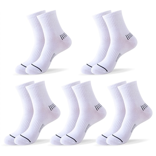 Herren 5 Paare Mehrfachpackungen Socken Laufsocken Freizeitsocken Schwarz Weiß Farbe Streifen Urlaub Sport Outdoor Täglich Basic Mittel Frühling Herbst Mode Lässig Image