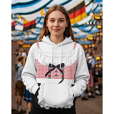 Oktoberfestbier Kapuzensweatshirt Druck Fronttasche Grafik Für Damen Erwachsene Karneval Oktoberfestbier 3D-Druck Urlaub Party Image