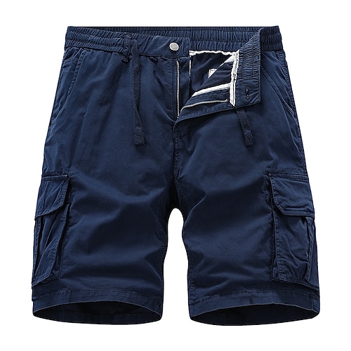 Herren Cargo-Shorts Shorts Sommershorts Kordelzug Elastischer Bund Mehrere Taschen Einfach Komfort tragbar Knielang Outdoor Sport Täglich Mode Lässig Schwarz Gelb Image