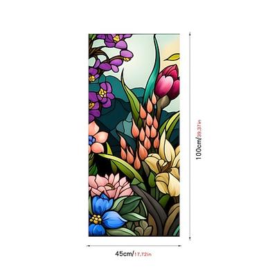 Retro-Fensteraufkleber mit Blumen und Vögeln, elektrostatischer PVC-Glasaufkleber, nicht klebend, entfernbar, zufälliges Farbmuster Image